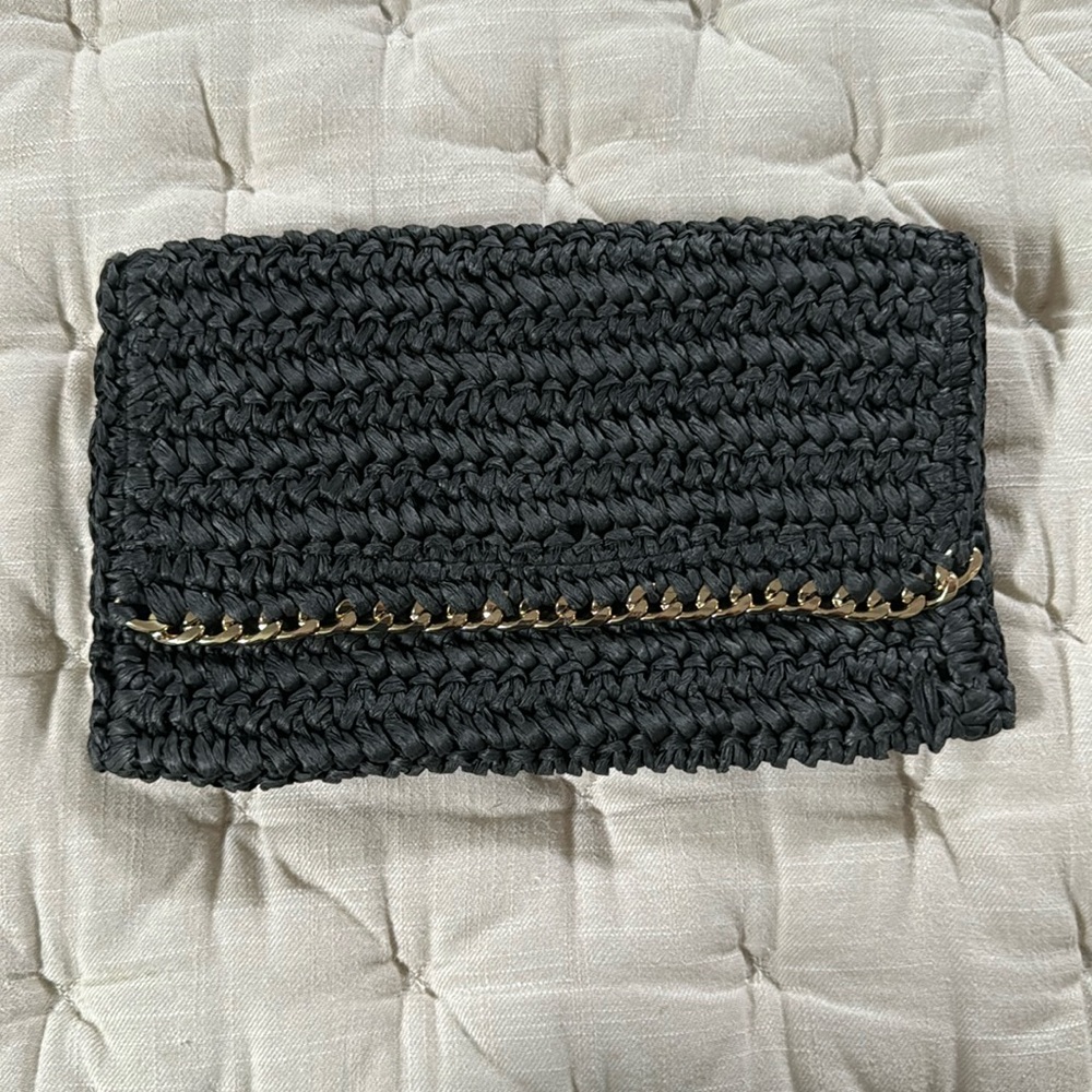 Small H&M Straw Clutch with gold detail